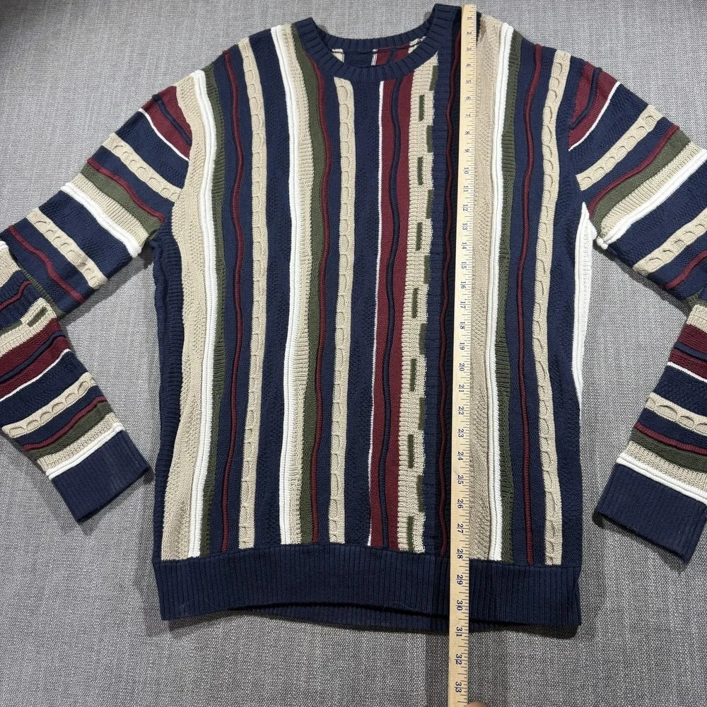 Hollister Sweater Mens Medium Multicolor Striped Cable Knit Crewneck Pullover